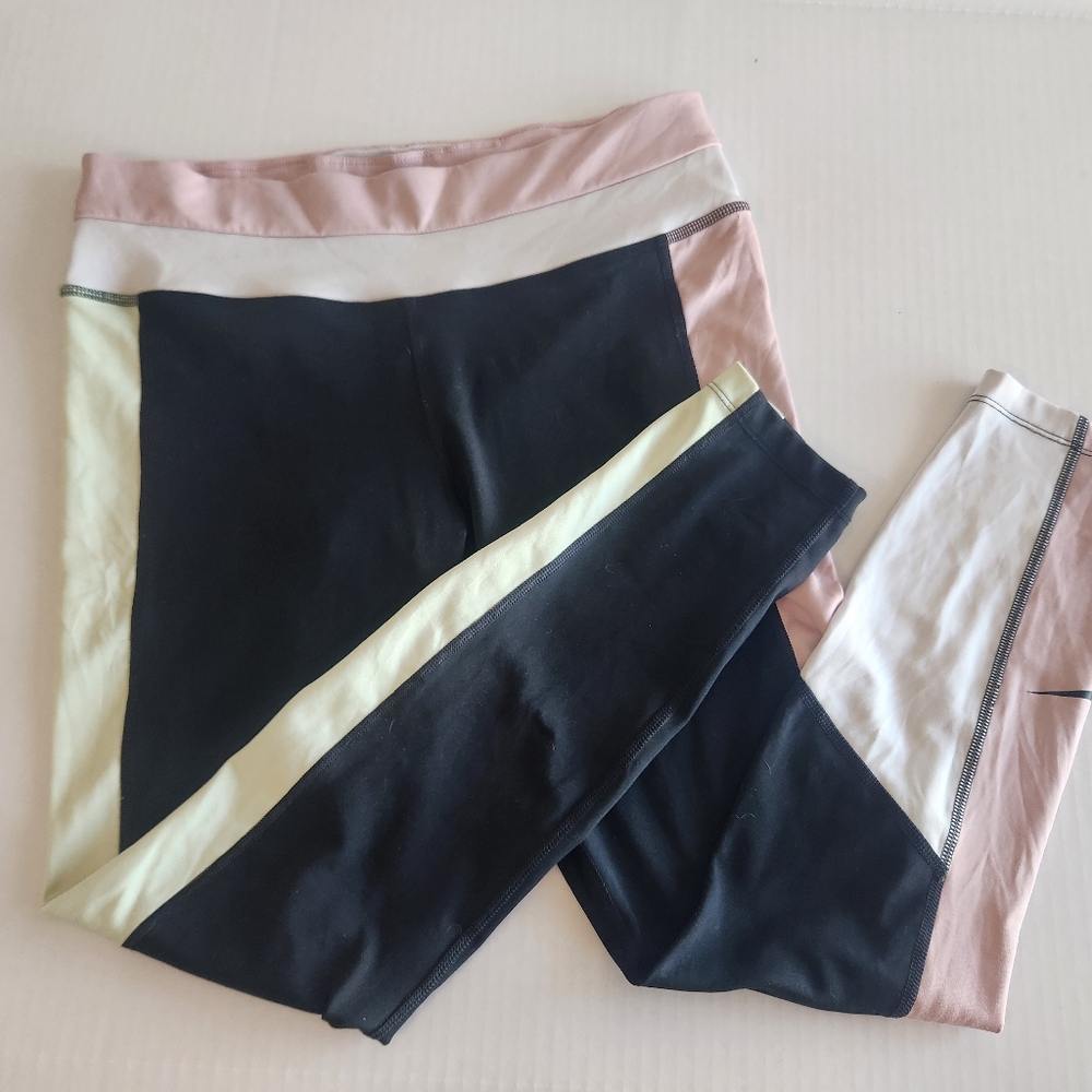 Nike Dri-Fit Yoga Women's Multi Color Leggings Size L Pink, White, Black, Green